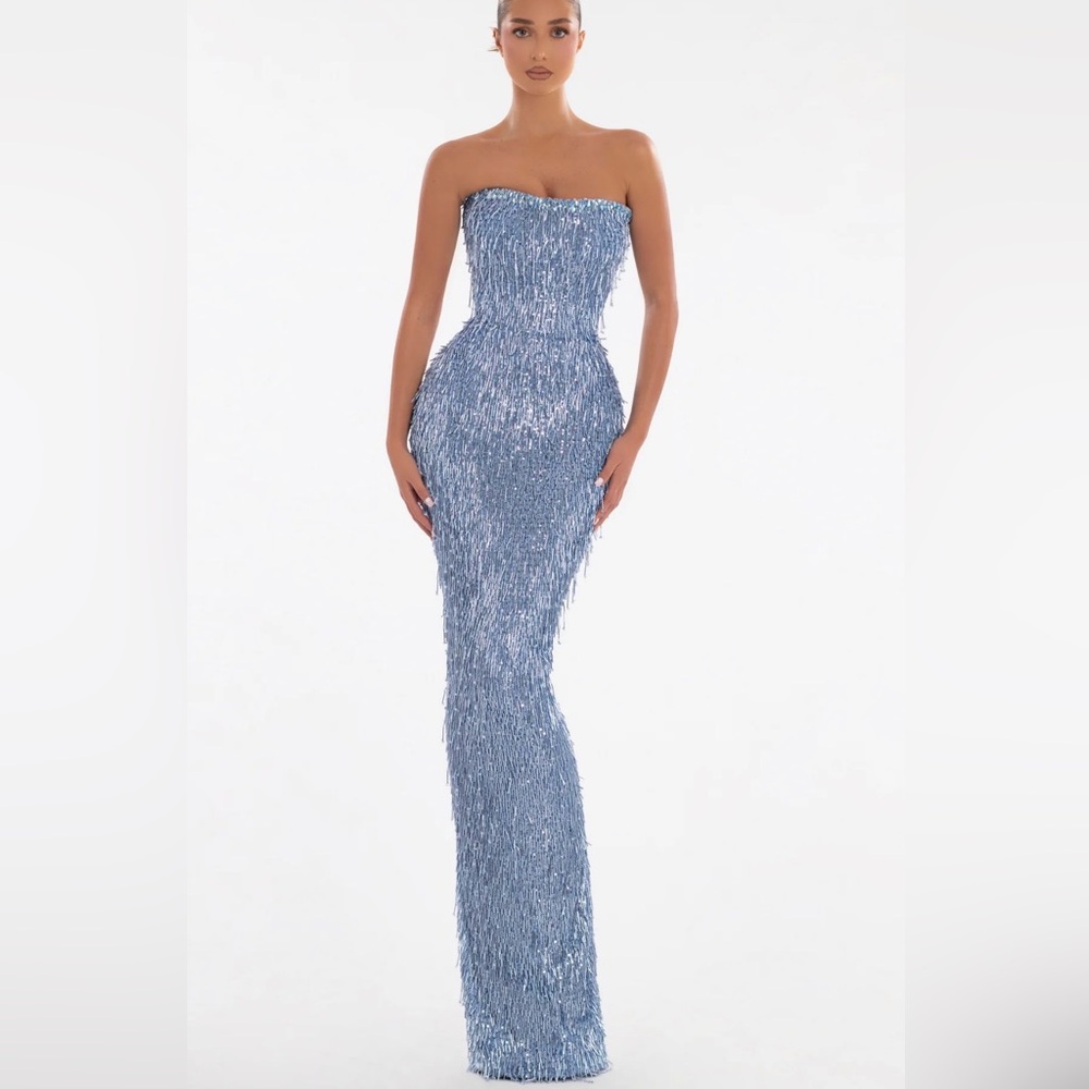 Albina Dyla Sapphire Gleam Gown in Light Blue